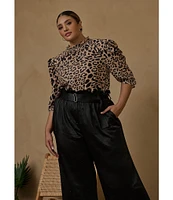 Sugarlips Plus Size 3/4 Sleeve Animal Print Blouse