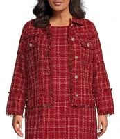 Sugarlips Plus Size Audrey Long Sleeve Plaid Tweed Jacket