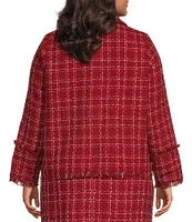 Sugarlips Plus Size Audrey Long Sleeve Plaid Tweed Jacket