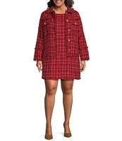 Sugarlips Plus Size Audrey Long Sleeve Plaid Tweed Jacket