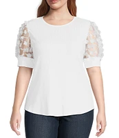 Sugarlips Plus Size Contrast Sleeve Ribbed Top