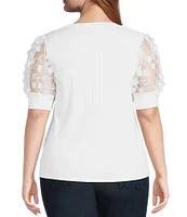 Sugarlips Plus Size Contrast Sleeve Ribbed Top