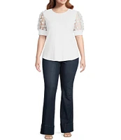Sugarlips Plus Size Contrast Sleeve Ribbed Top