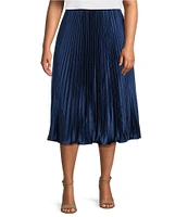 Sugarlips Plus Size High Rise Pleated Midi Skirt