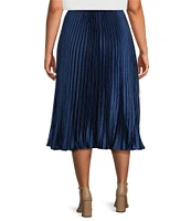 Sugarlips Plus Size High Rise Pleated Midi Skirt