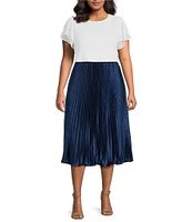 Sugarlips Plus Size High Rise Pleated Midi Skirt