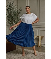 Sugarlips Plus Size High Rise Pleated Midi Skirt