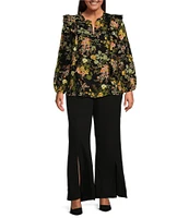 Sugarlips Plus Size Long Sleeve Floral Printed Blouse