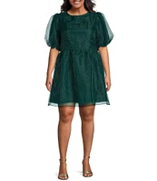 Sugarlips Plus Size Puff Sleeve Organza Mini Dress