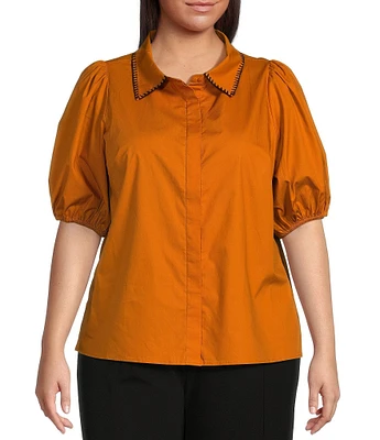 Sugarlips Plus Size Puff Sleeve Woven Blouse