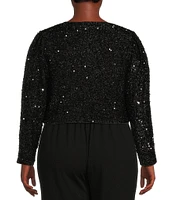 Sugarlips Plus Size Sequin Embellished Tie-Front Cropped Jacket