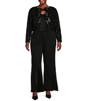 Sugarlips Plus Size Sequin Embellished Tie-Front Cropped Jacket