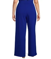 Sugarlips Plus Size Slight Stretch High Waisted Wide Leg Trousers