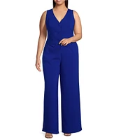 Sugarlips Plus Size Slight Stretch High Waisted Wide Leg Trousers