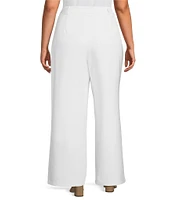 Sugarlips Plus Size Slight Stretch High Waisted Wide Leg Trousers