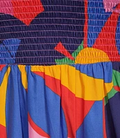 Sugarlips Plus Size Tropical/Abstract Sunfire Flutter Sleeve Long Dress