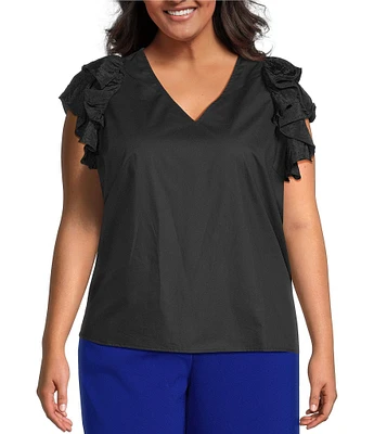 Sugarlips Plus Sleeveless Ruffle Trimmed Woven Top