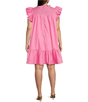 Sugarlips Plus Sleeveless Ruffled Smocked Shift Dress