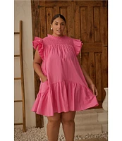 Sugarlips Plus Sleeveless Ruffled Smocked Shift Dress