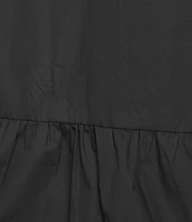 Sugarlips Plus Tie-Front Puffed Sleeve Woven Top