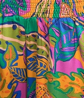 Sugarlips Plus Tropical Printed Wide Leg Satin Pants