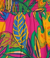 Sugarlips Plus Tropical Sunfire Flutter Sleeve Smocked Bodice Tiered Maxi Dress