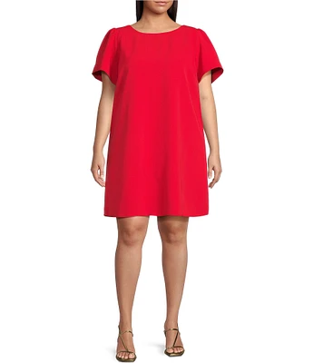 Sugarlips Plus Uraniae Bow-Back Short Sleeve Structured Crepe Shift Dress