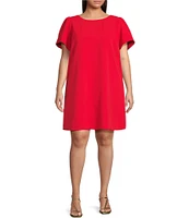 Sugarlips Plus Uraniae Bow-Back Short Sleeve Structured Crepe Shift Dress