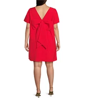 Sugarlips Plus Uraniae Bow-Back Short Sleeve Structured Crepe Shift Dress