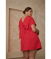 Sugarlips Plus Uraniae Bow-Back Short Sleeve Structured Crepe Shift Dress