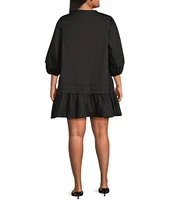 Sugarlips Plus Velma Long Sleeve Ruffled Poplin Shift Dress
