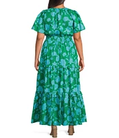 Sugarlips Plus Waterlilly Floral Palmer Poplin Maxi Dress