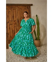 Sugarlips Plus Waterlilly Floral Palmer Poplin Maxi Dress