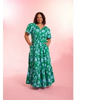 Sugarlips Plus Waterlilly Floral Palmer Poplin Maxi Dress