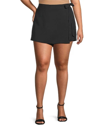 Sugarlips Plus Wrap-Front Woven Crepe Mini Skort
