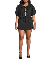 Sugarlips Plus Wrap-Front Woven Crepe Mini Skort