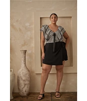 Sugarlips Plus Wrap-Front Woven Crepe Mini Skort