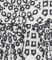 Sugarlips Plus Zayla Floral/Geometric Eyelet-Embroidered Poplin Midi Dress