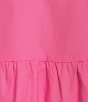 Sugarlips Poplin Ruffled Split V-Neck Short Sleeve Scallop Hem Mini Dress