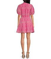 Sugarlips Rosie Eyelet Floral Split V-Neck Short Sleeve Mini A-Line Dress