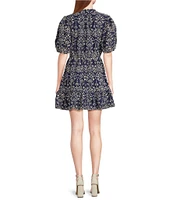 Sugarlips Rosie Eyelet Floral Split V-Neck Short Sleeve Mini A-Line Dress