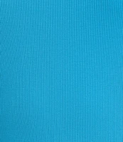 Sugarlips Scooped Neck Ruffle Shoulder Cap Sleeve Ribbed Mixed Media Top