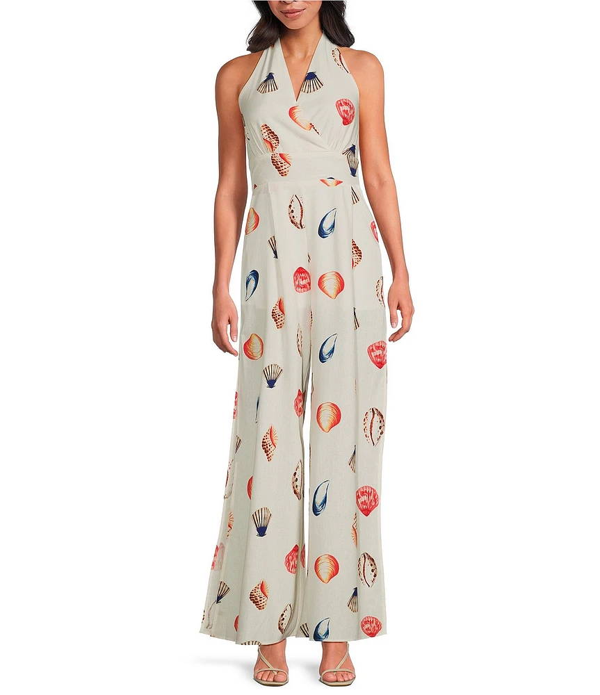 Sugarlips Shell Magic Moment Wide Leg Sleeveless Halter Jumpsuit