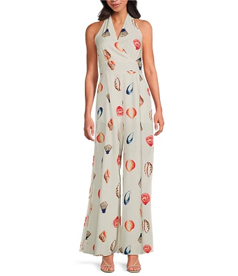 Sugarlips Shell Magic Moment Wide Leg Sleeveless Halter Jumpsuit