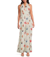 Sugarlips Shell Magic Moment Wide Leg Sleeveless Halter Jumpsuit