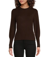 Sugarlips Sierra Ribbed Knit Crew Neck Long Puff Sleeve Sweater