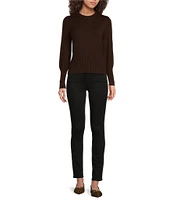 Sugarlips Sierra Ribbed Knit Crew Neck Long Puff Sleeve Sweater