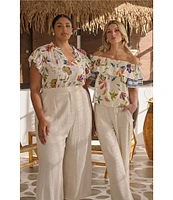 Sugarlips Step Up Linen High Rise Wide Leg Pant