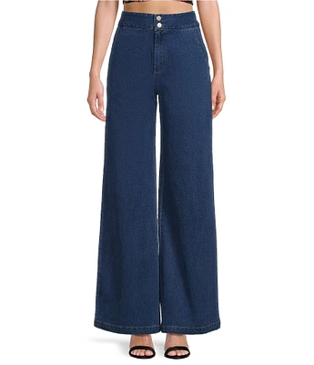 Sugarlips Stretch Denim High Waisted Wide Leg Pants