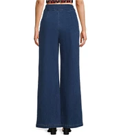 Sugarlips Stretch Denim High Waisted Wide Leg Pants